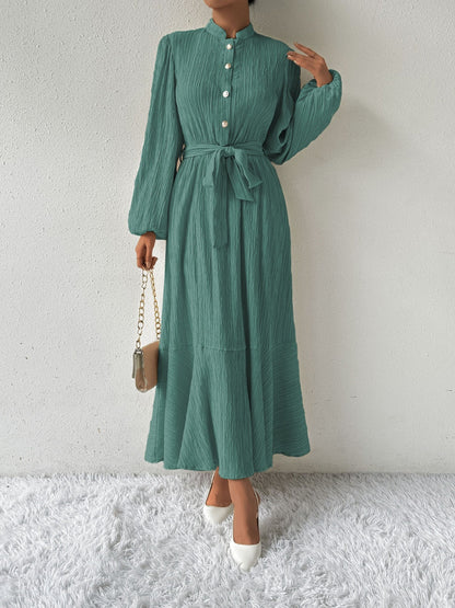 Vrouwenjurk Lange Mouwen met Taille Accent