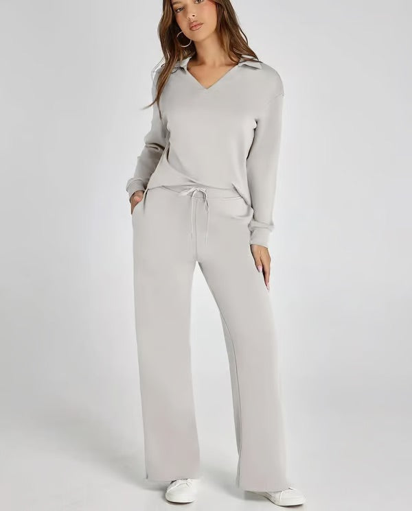 Dames Sweater Set met Wijde Broek - Zacht en Warm voor Herfst en Winter