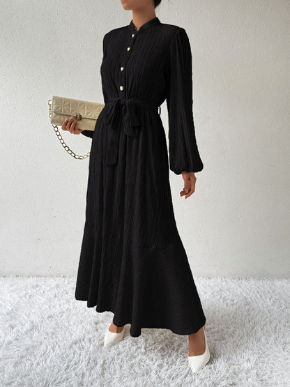 Vrouwenjurk Lange Mouwen met Taille Accent