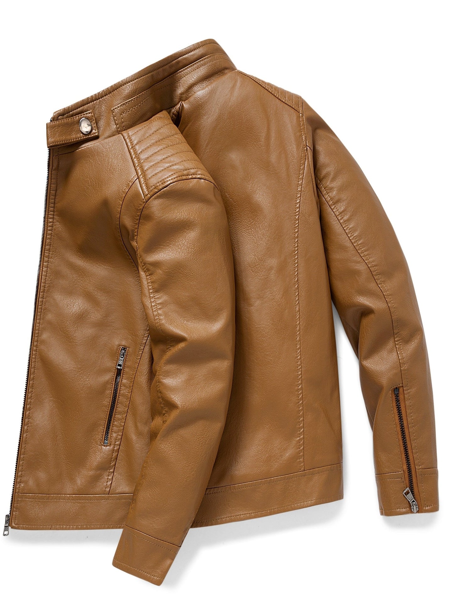 Leren Jas met Ritszakken Elegante Design