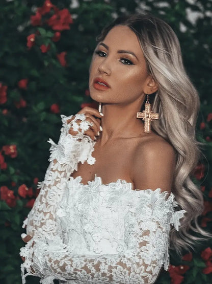 Kant Cocktailjurk Off-Shoulder Elegante Vrouwelijke Avondjurk