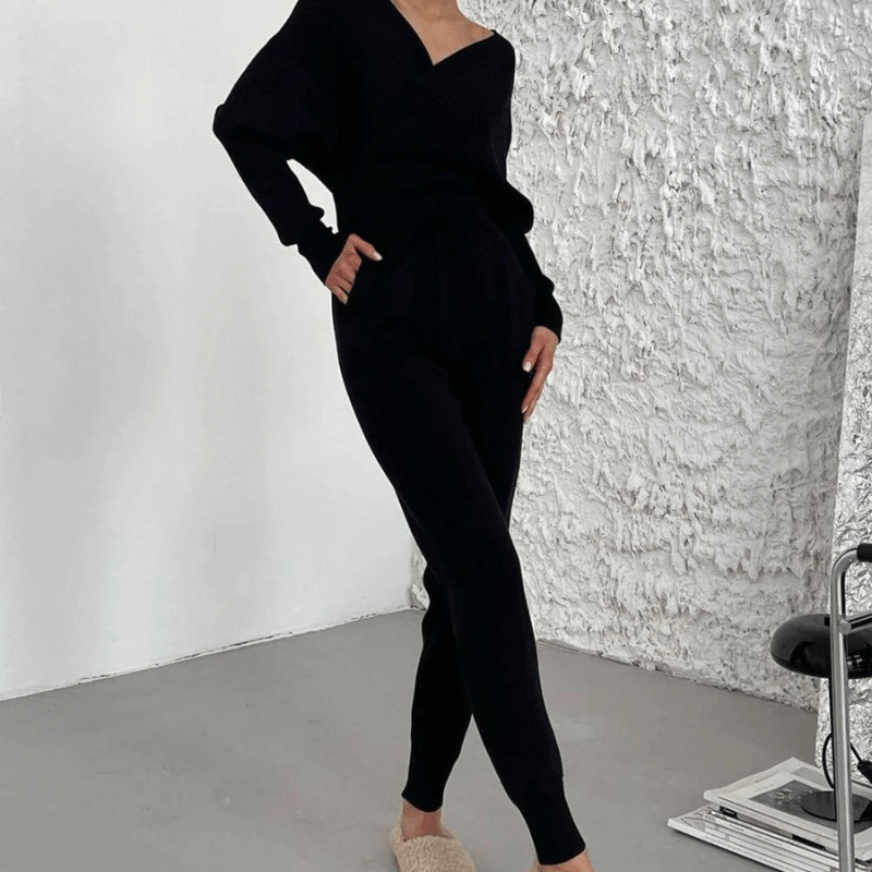 Dames Set Gebreide Trui en Broek Warme Wintercollectie