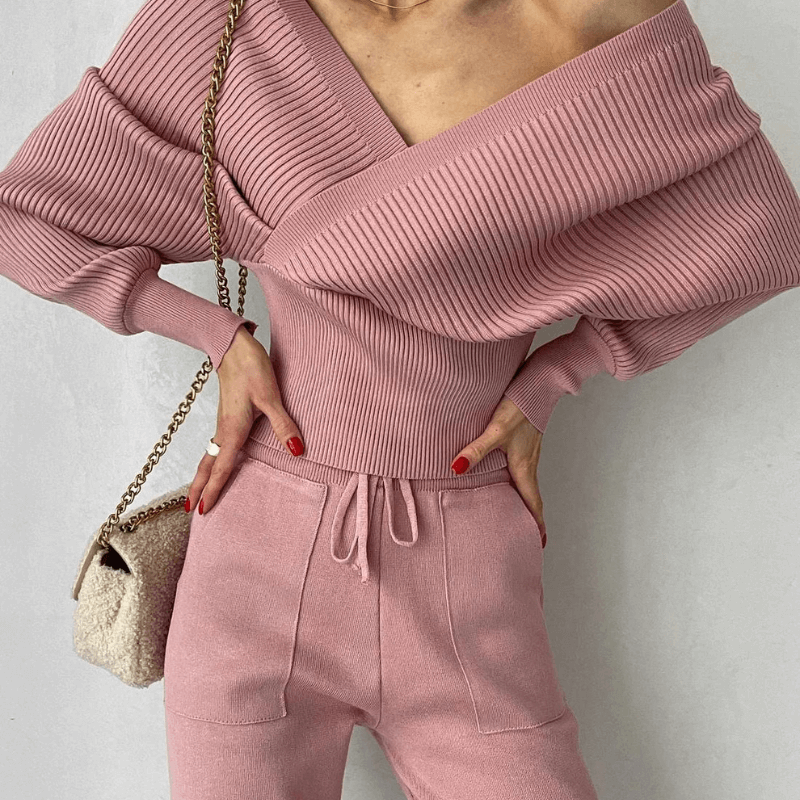 Dames Gebreide Set Trui en Broek Tweedelig Winter