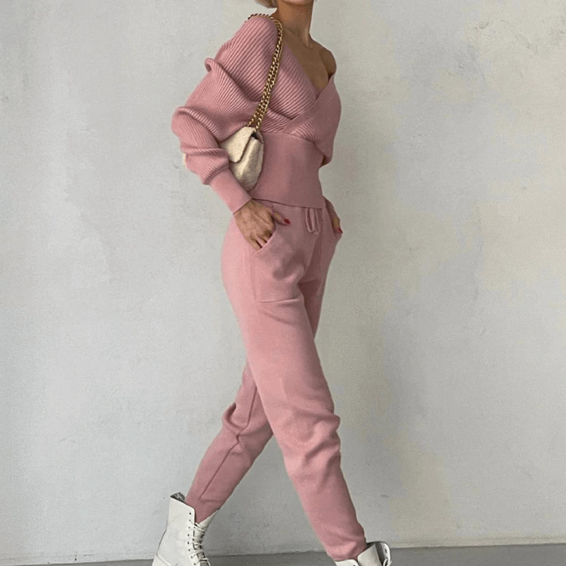 Dames Gebreide Set Trui en Broek Tweedelig Winter