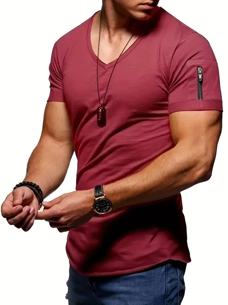 Heren T-shirt V-hals Casual Kort Model