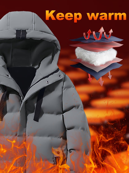 Heren Winterjas Warm met Capuchon en Grote Zakken