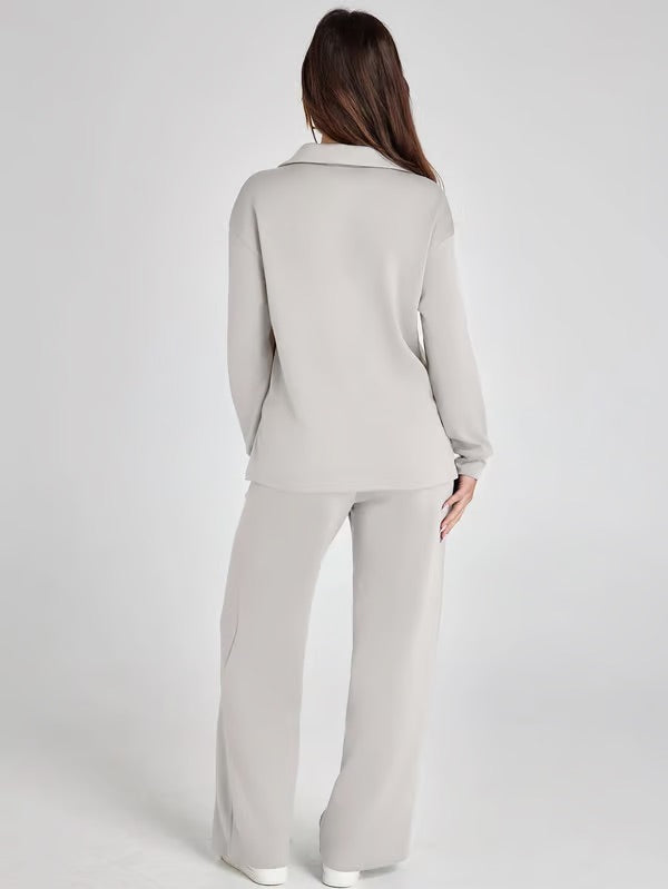 Dames Sweater Set met Wijde Broek - Zacht en Warm voor Herfst en Winter
