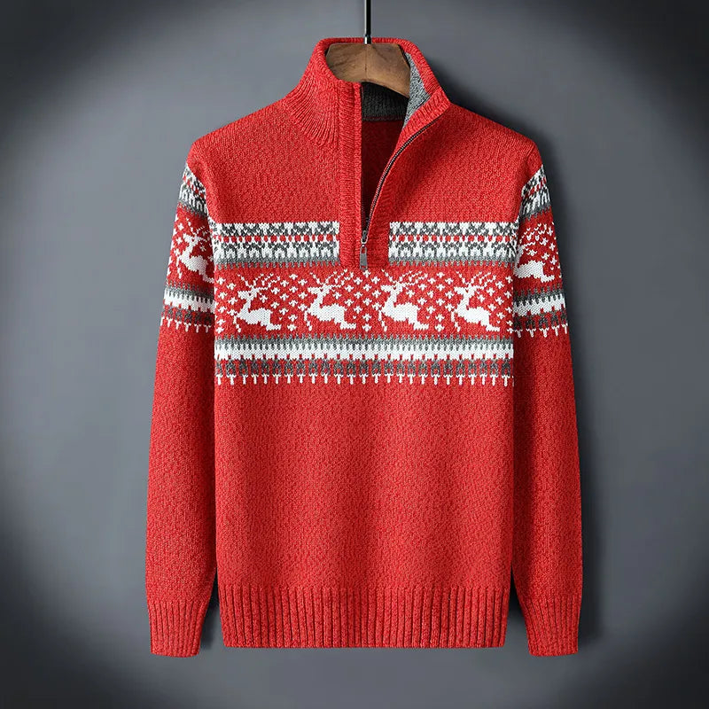 Nordval Heren Trui Half-Zip Gebreid Seizoenspatroon