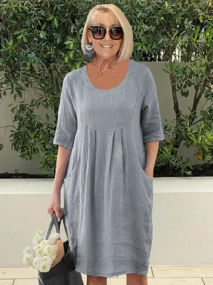 Midi-Jurk Met Zakken Zomerjurk Vrouwen Jurk