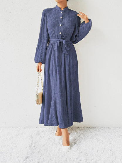 Vrouwenjurk Lange Mouwen met Taille Accent