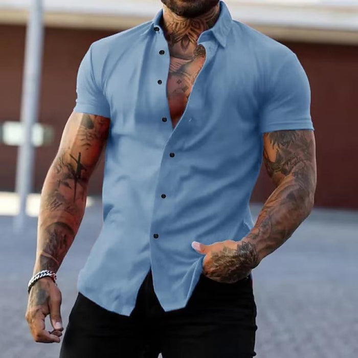 Herenshirt Kort Mouw Slim Fit Modern Design