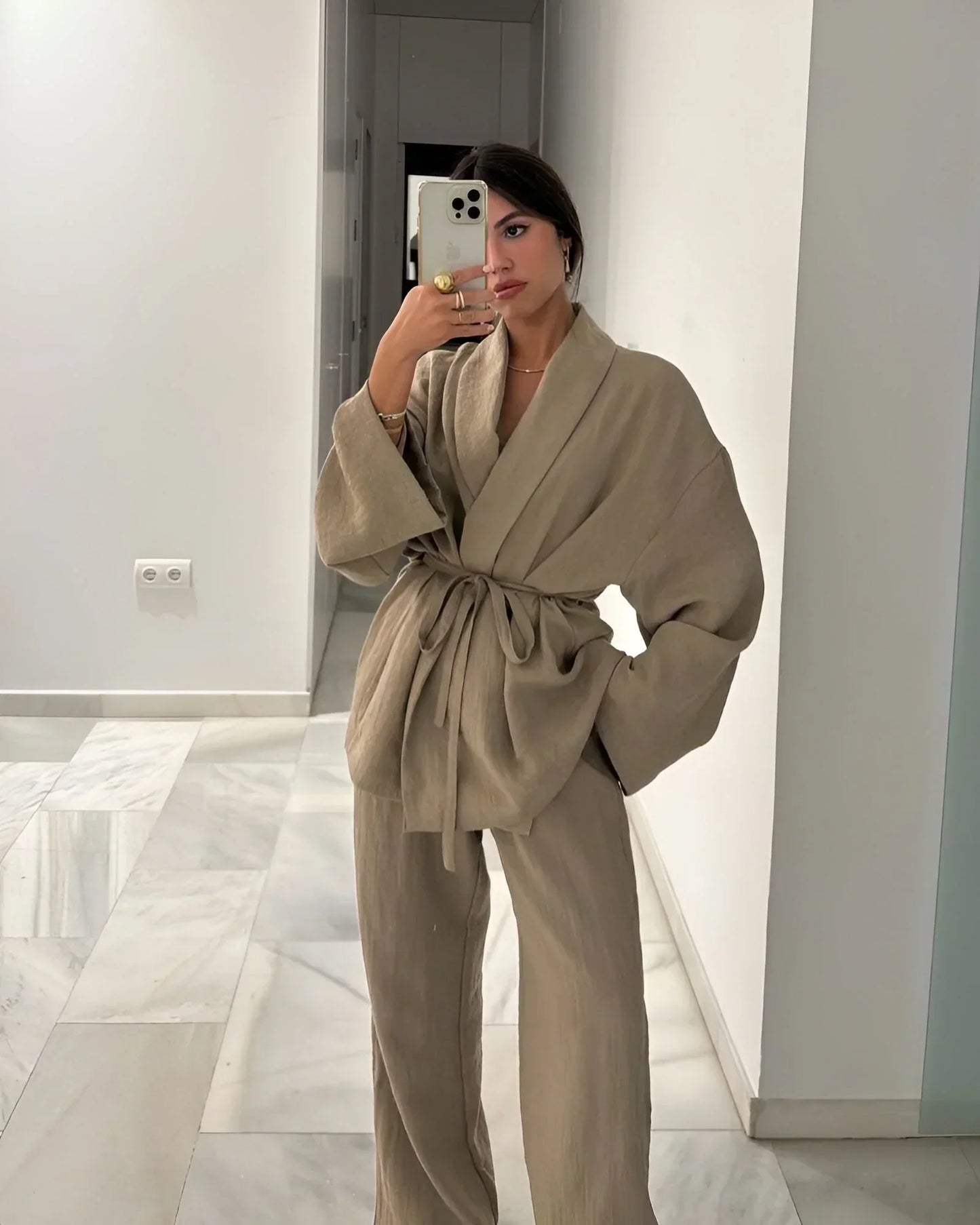 Luchtige Zomer Kimono Set voor Dames van Linnen