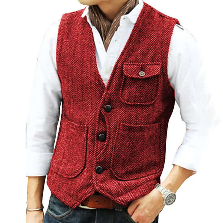 Heren Gilet Kasjmier Look Elegant Enkel Sluiting