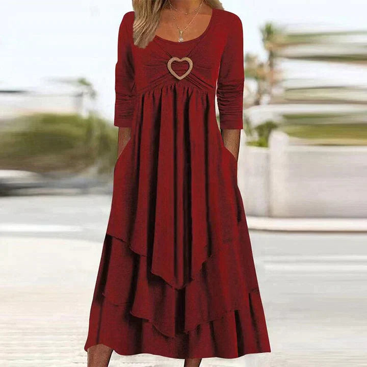 Fleur | Elegante avondjurk met eenvoudige stijl in de kleur Rood voor dames in Party stijl ideaal voor de lente.