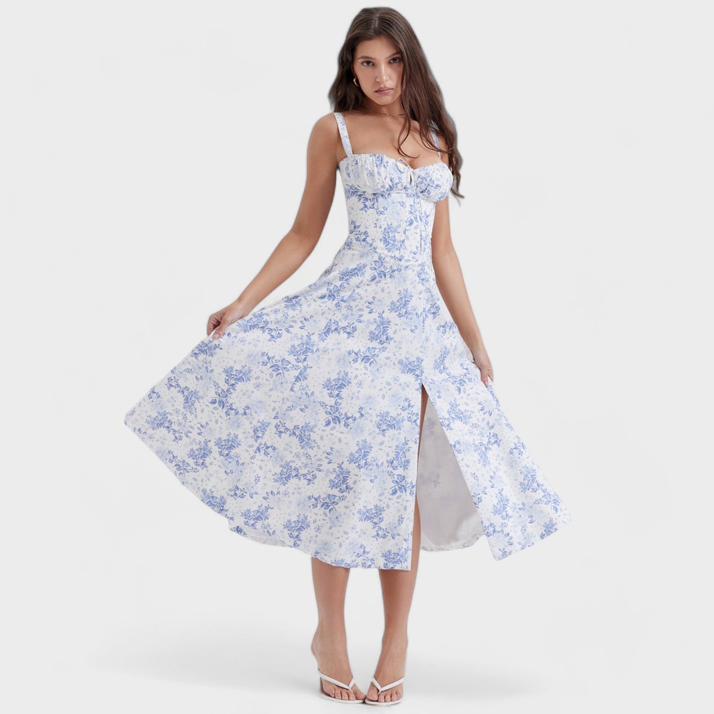 Bloemenjurk Abito van Eberta in Witte Kleur