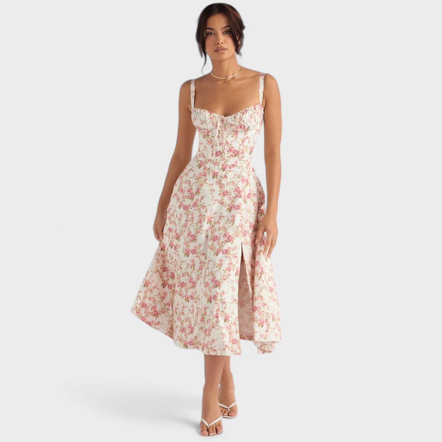 Bloemenjurk Abito van Eberta in Witte Kleur