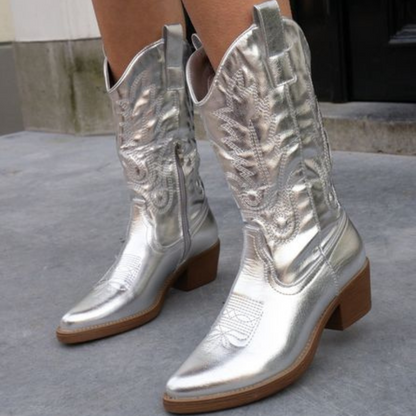 Cowboylaarzen Met Metalen Beschlag Western Stijl