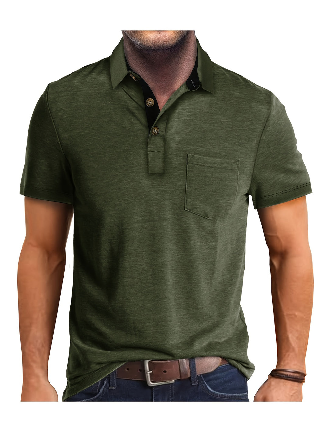 Heren Polo Shirt – Comfortabele Stretch Polo met Borstzak Ademend