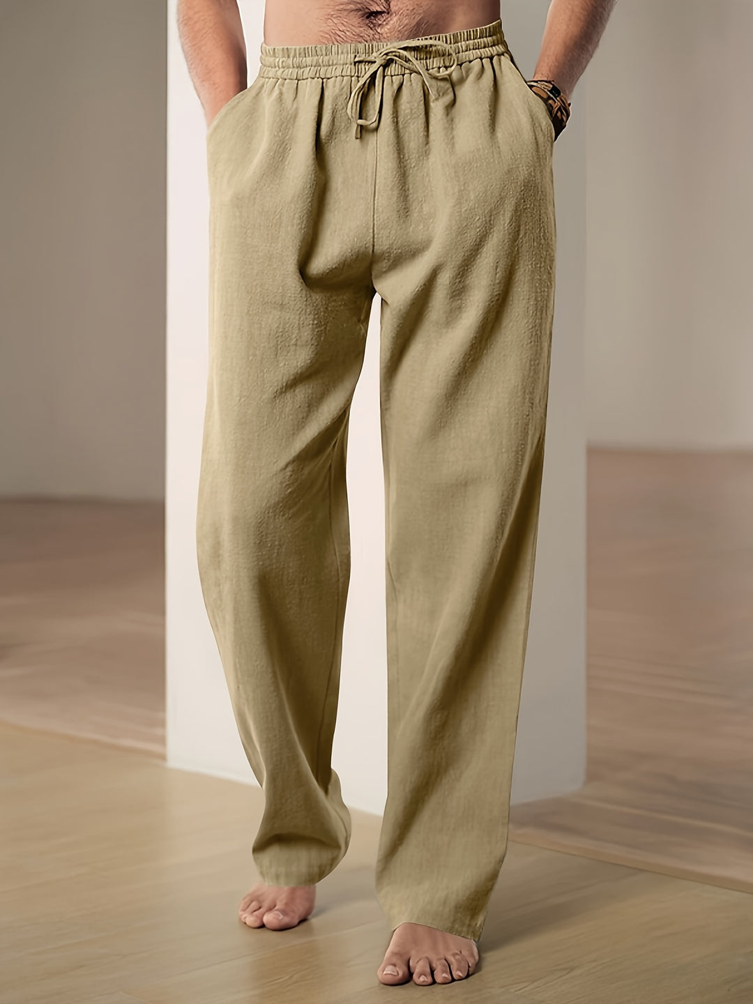Heren Linnen Broek Elasticiteit en Comfortabele Relaxed Fit voor Zomer
