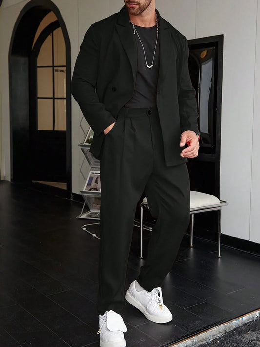 Heren Slim Fit Pak 2-Delig Blazer en Broek - StudioMarella