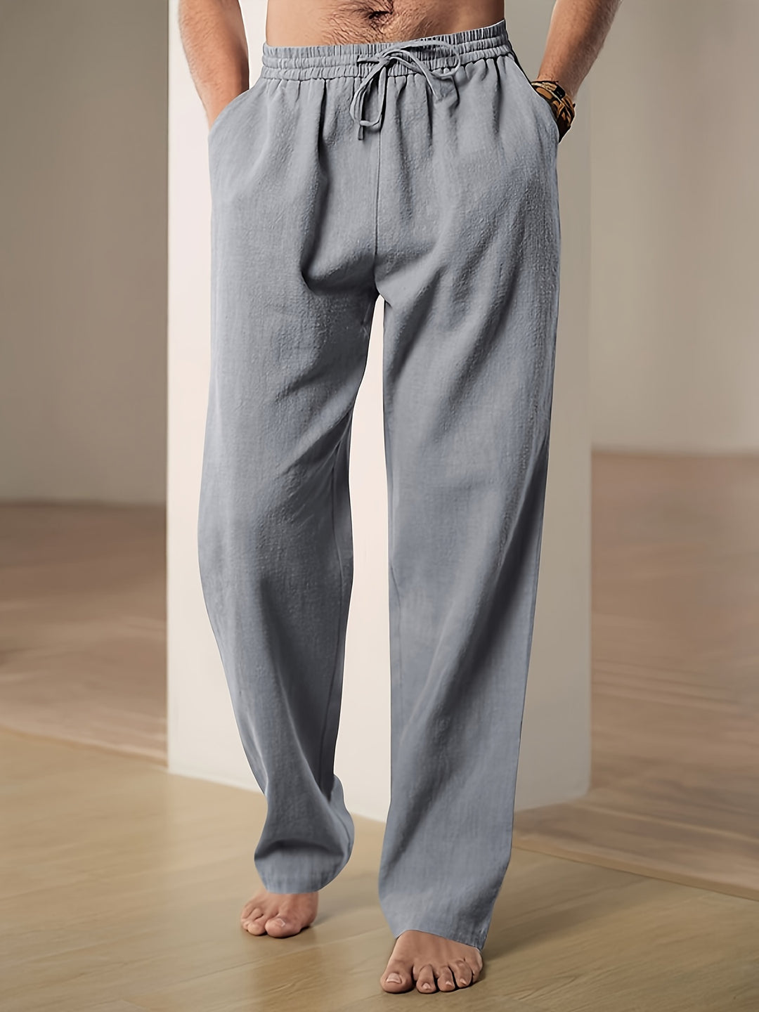Heren Linnen Broek Elasticiteit en Comfortabele Relaxed Fit voor Zomer
