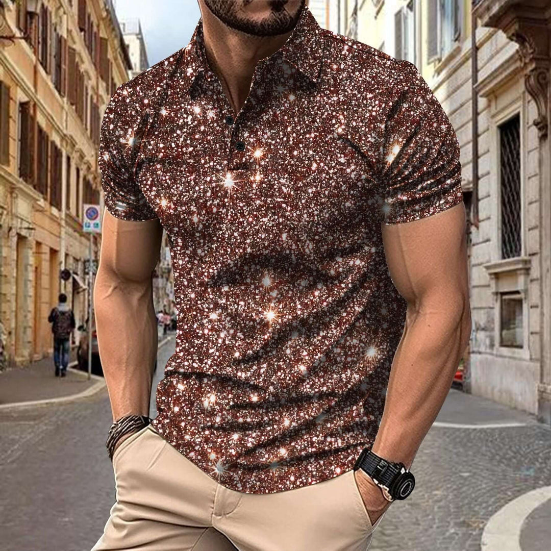 Heren Polo Shirt Zomerse Sterrenprint Streetstyle Polyester