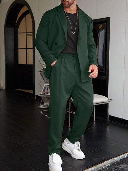 Heren Slim Fit Pak 2-Delig Blazer en Broek