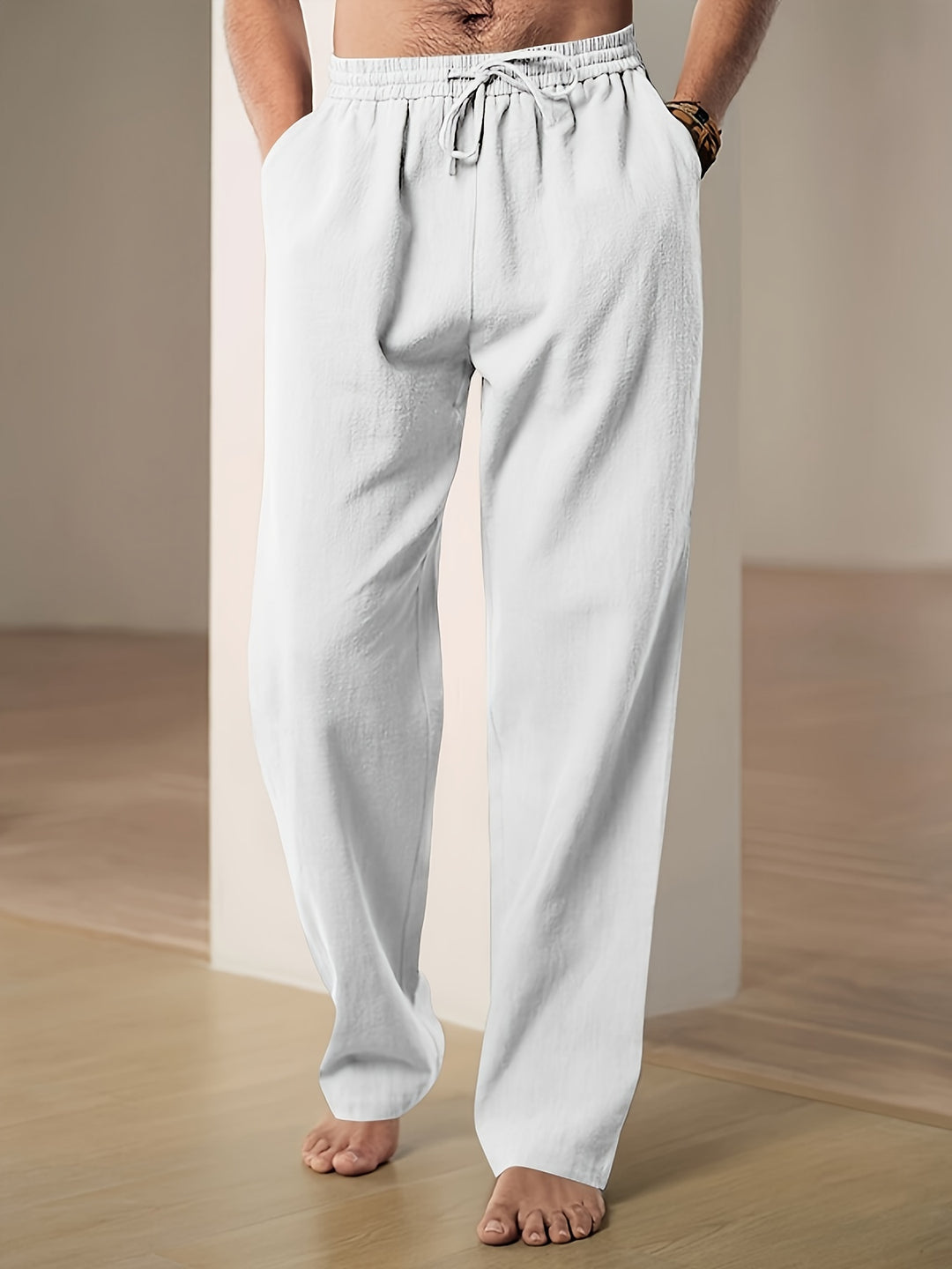Heren Linnen Broek Elasticiteit en Comfortabele Relaxed Fit voor Zomer - StudioMarella