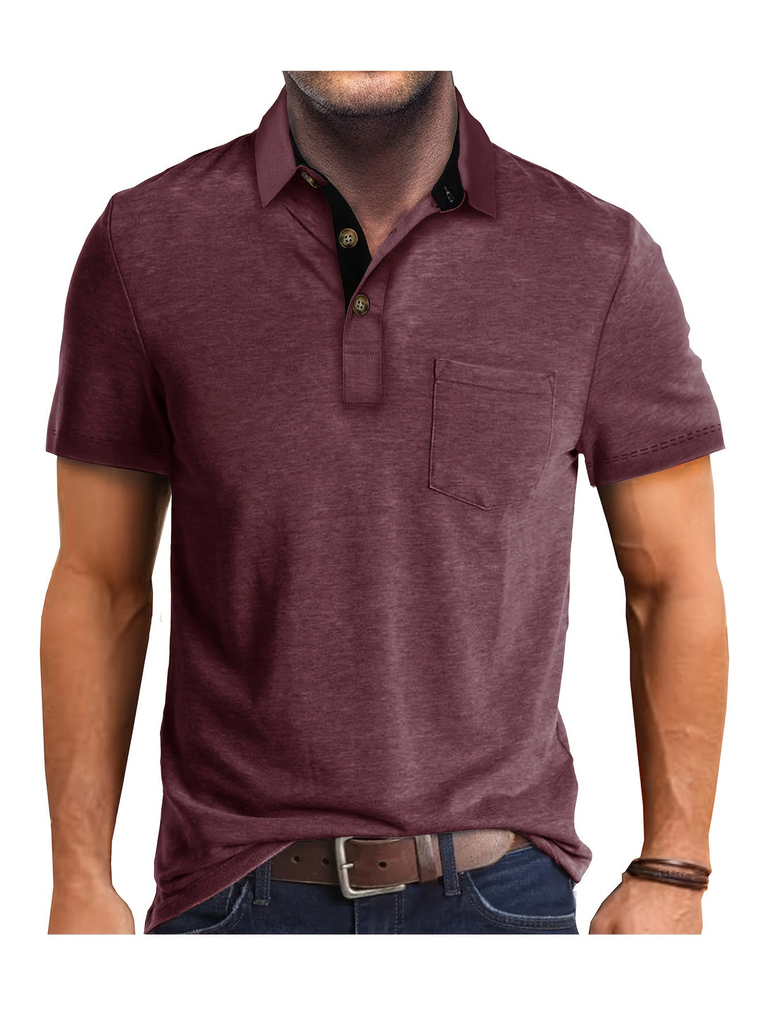 Heren Polo Shirt – Comfortabele Stretch Polo met Borstzak Ademend