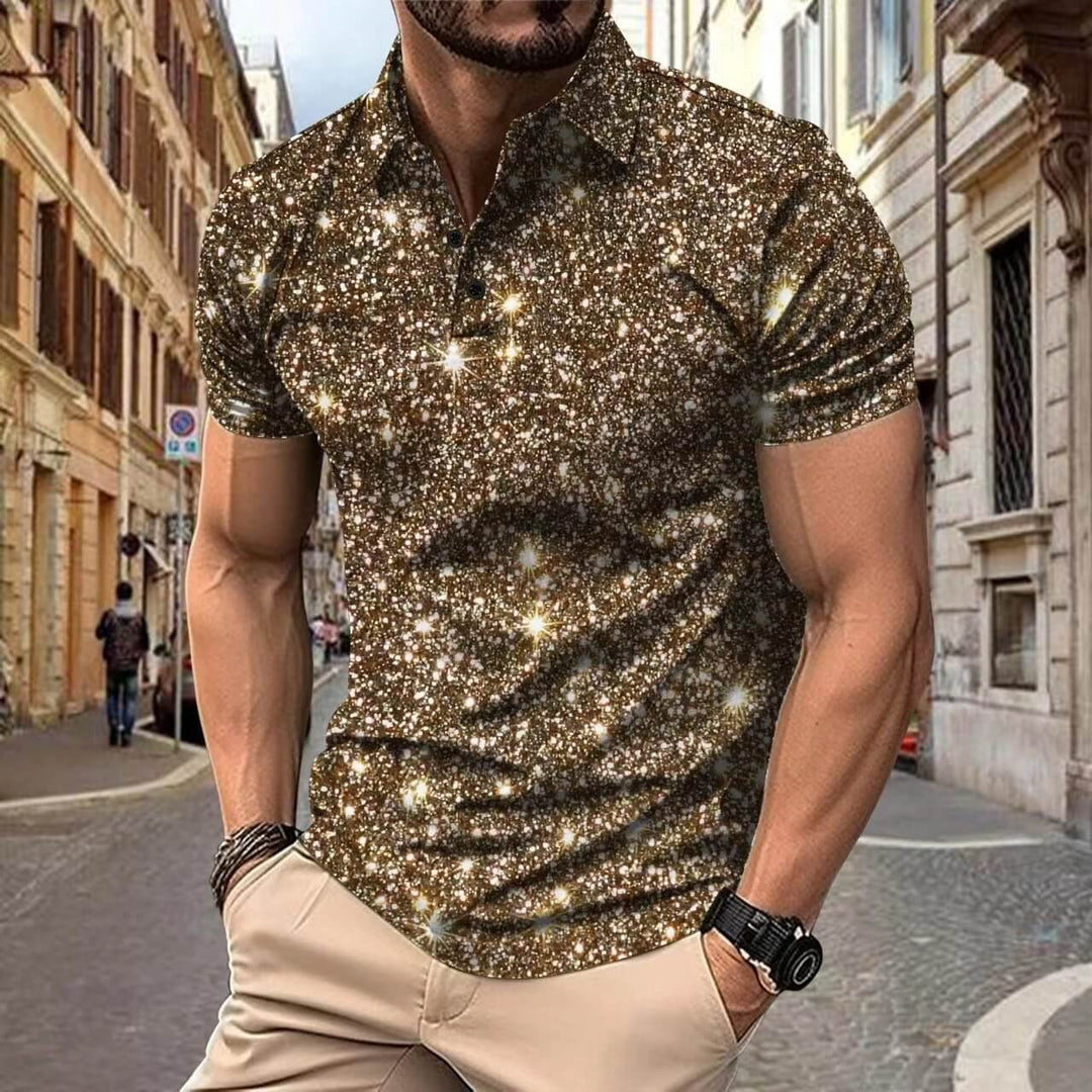 Heren Polo Shirt Zomerse Sterrenprint Streetstyle Polyester