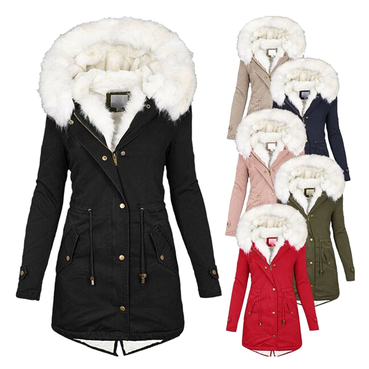 Vegan Winterjas Dames Warm met Faux Bontkraag