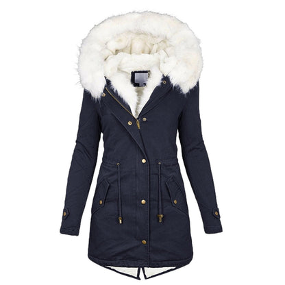 Vegan Winterjas Dames Warm met Faux Bontkraag