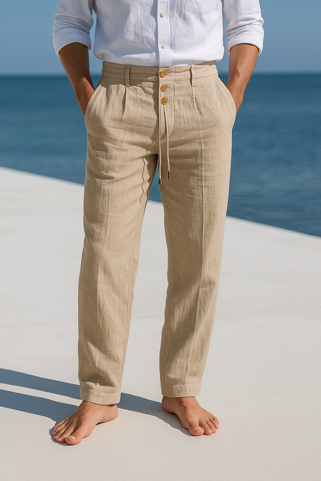 Heren Linnen Broek Koord – Lichte Zomerbroek voor Strand en Vakantie - StudioMarella