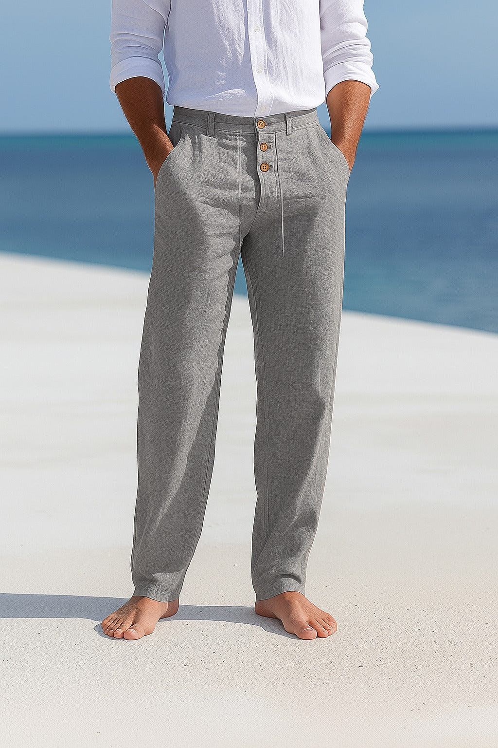 Heren Linnen Broek Koord – Lichte Zomerbroek voor Strand en Vakantie