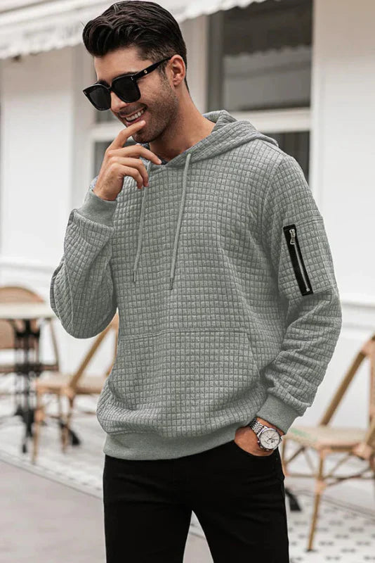 Heren Hoodie Slim Fit Ribboord en Trekkoord Capuchon