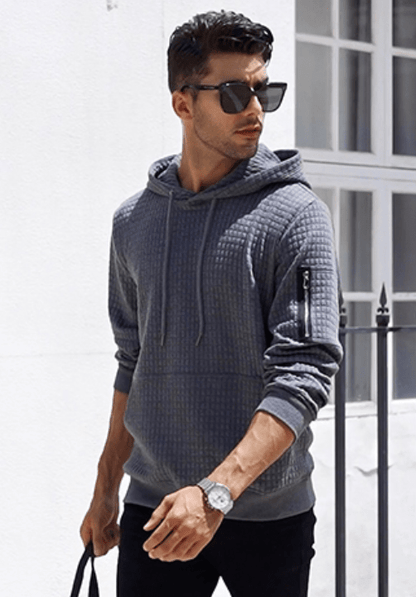 Heren Hoodie Slim Fit met Ribboorden en Trekkoord