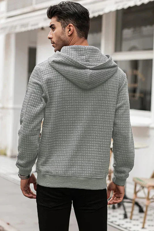 Heren Hoodie Slim Fit met Ribboorden en Trekkoord