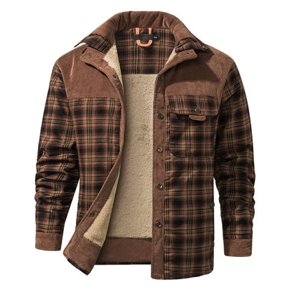 Herenjas Ruitpatroon Fleece Voering Outdoor Stijl