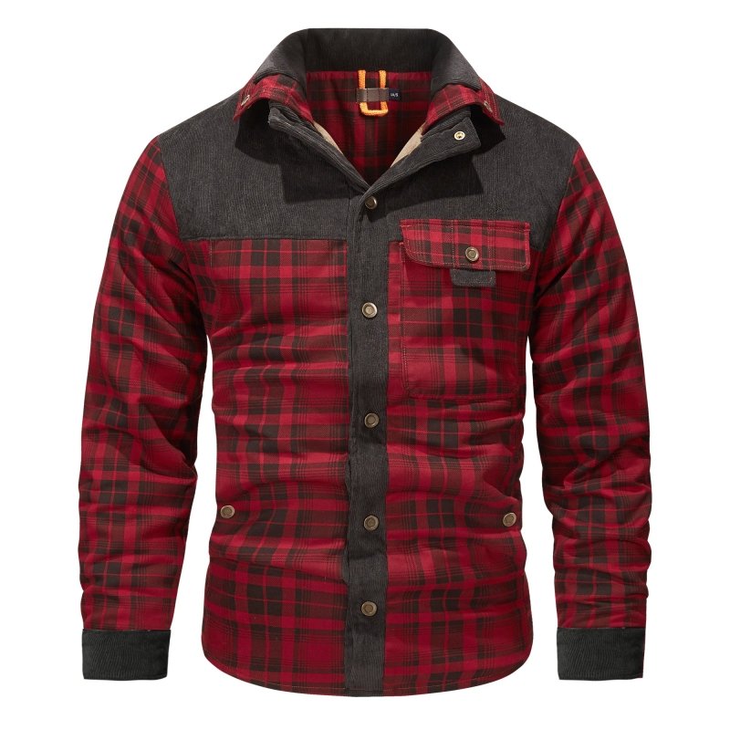 Herenjas Ruitpatroon Fleece Voering Outdoor Stijl