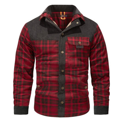 Herenjas Ruitpatroon Fleece Voering Outdoor Stijl
