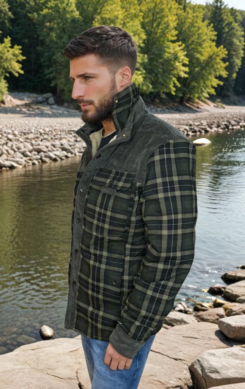 Herenjas Fleece Ruitpatroon Outdoor Stijl