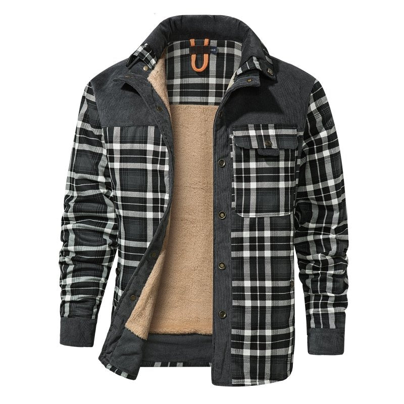 Herenjas Fleece Ruitpatroon Outdoor Stijl