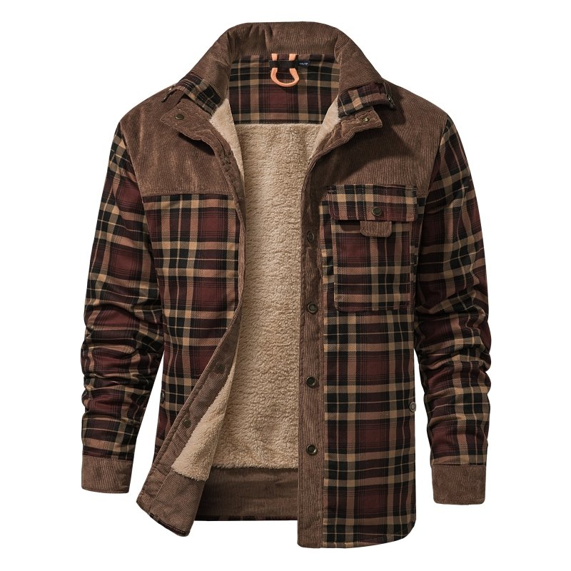 Herenjas Fleece Ruitpatroon Outdoor Stijl