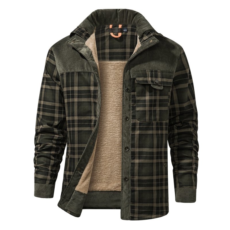 Herenjas Ruitpatroon Fleece Voering Outdoor Stijl