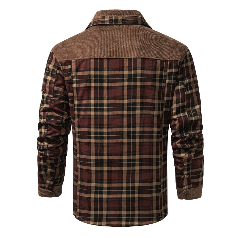 Herenjas Ruitpatroon Fleece Voering Outdoor Stijl