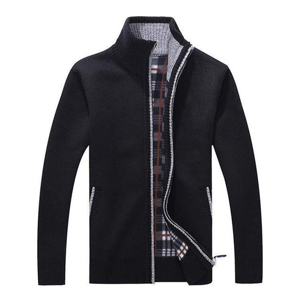 Heren Vest Gebreid met Rits en Opstaande Kraag Relax Fit