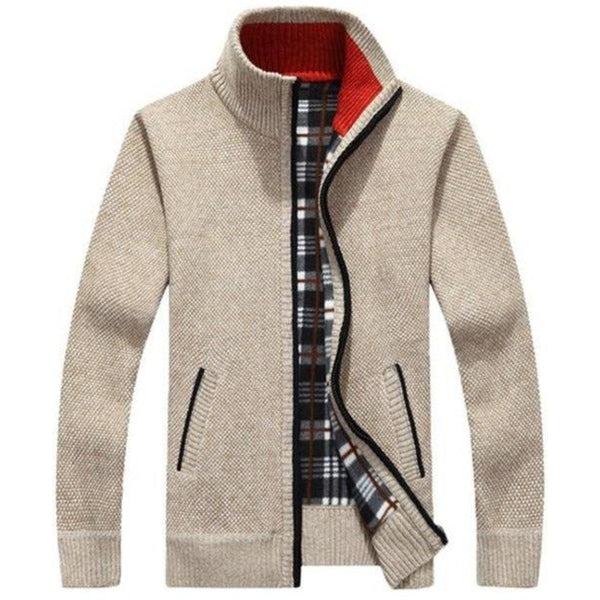 Heren Vest Gebreid met Rits en Opstaande Kraag Relax Fit