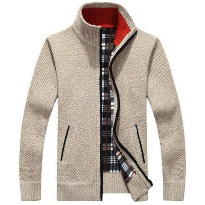 Heren Vest Gebreid met Rits en Opstaande Kraag Relax Fit