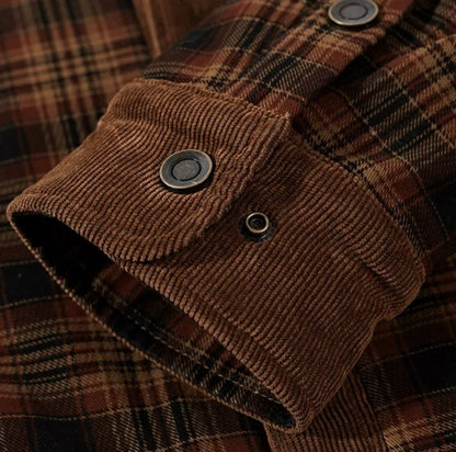 Heren Jas Geruit Fleece Lederlook met Kraag