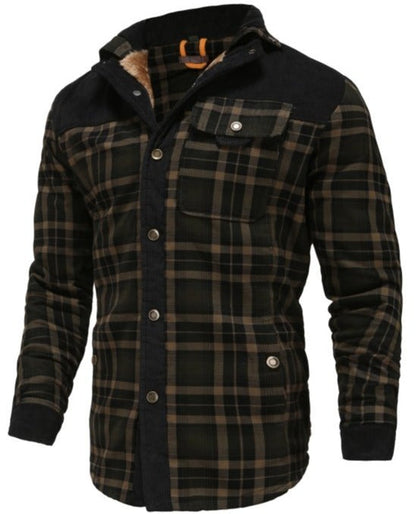 Heren Jas Geruit Fleece Lederlook met Kraag